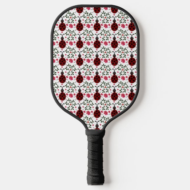 Cute Ladybug Floral Seamless Pattern   Pickleball Paddle (Front)