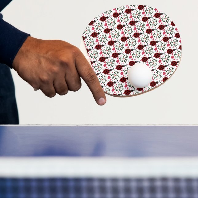 Cute Ladybug Floral Seamless Pattern   Ping Pong Paddle (Insitu)