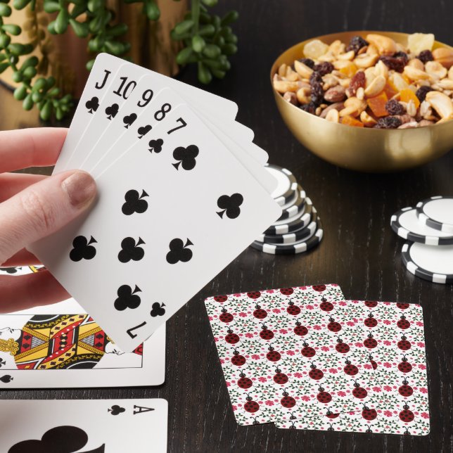Cute Ladybug Floral Seamless Pattern   Playing Cards (In Situ)