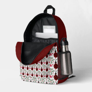 Cute Ladybug Floral Seamless Pattern Printed Backpack