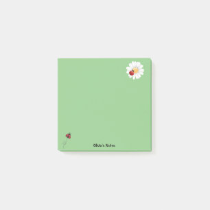 Cute Ladybug Flower gradient Personalised name Post-it Notes