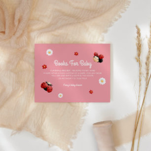 Cute Ladybug Flowers Baby Shower Books For Baby Enclosure Card