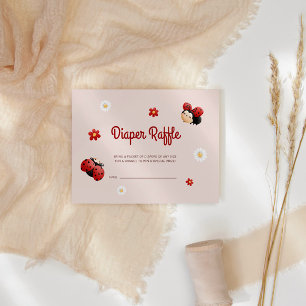 Cute Ladybug Flowers Baby Shower Diaper Raffle Enclosure Card
