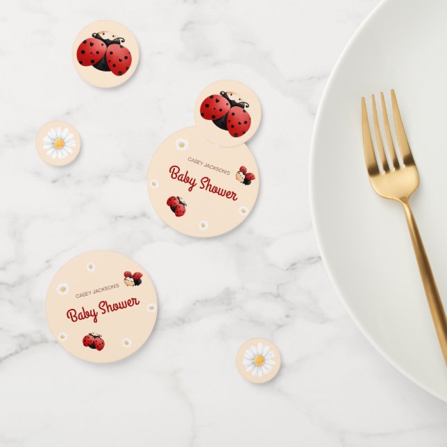Cute Ladybug Flowers Baby Shower Table Confetti (Group)
