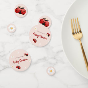 Cute Ladybug Flowers Baby Shower Table Confetti
