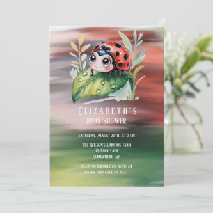 Cute Ladybug Girl Baby Shower  Invitation