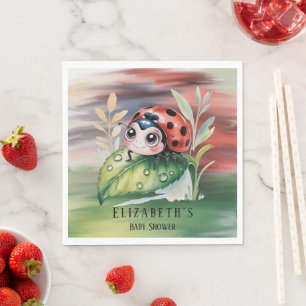Cute Ladybug Girl Baby Shower  Napkin