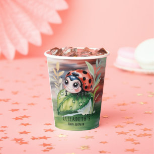 Cute Ladybug Girl Baby Shower  Paper Cups