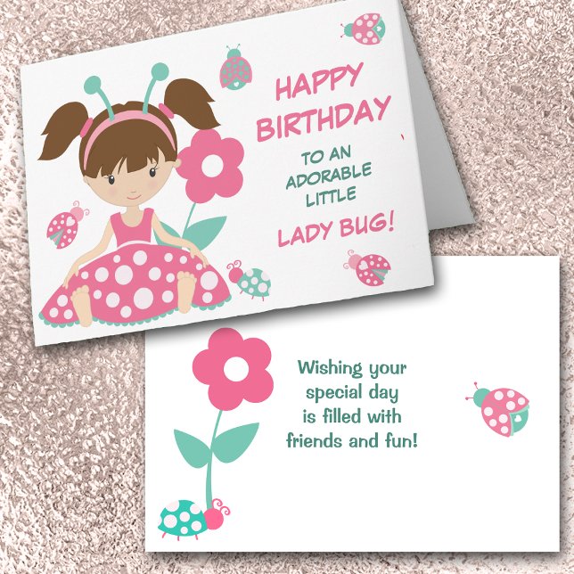 Cute Ladybug Girl Birthday Card (Creator Uploaded)