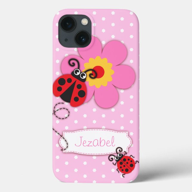 Cute ladybug girls name pink Case-Mate iPhone case (Back)