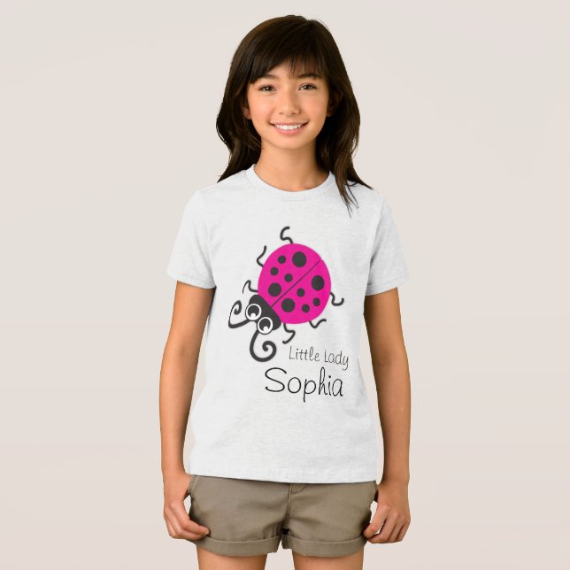Cute ladybug girls name pink white t-shirt Tri-Blend shirt (Front Full)