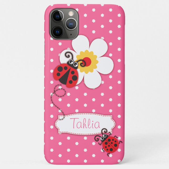 Cute ladybug girls name purple iphone case (Back)