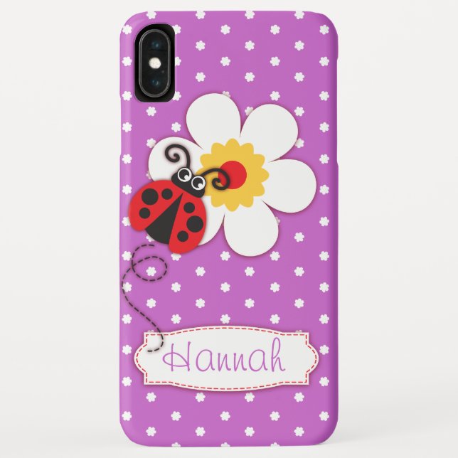 Cute ladybug girls name purple ipod touch case (Back)