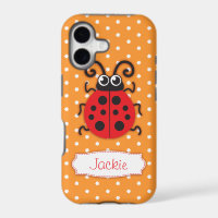 Cute ladybug girls name red orange iphone case