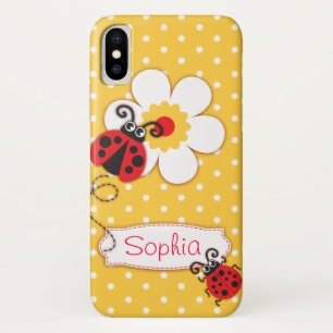 Cute ladybug girls name yellow Case-Mate iPhone case