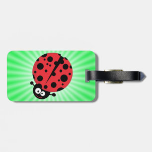 Cute Ladybug; Green Luggage Tag