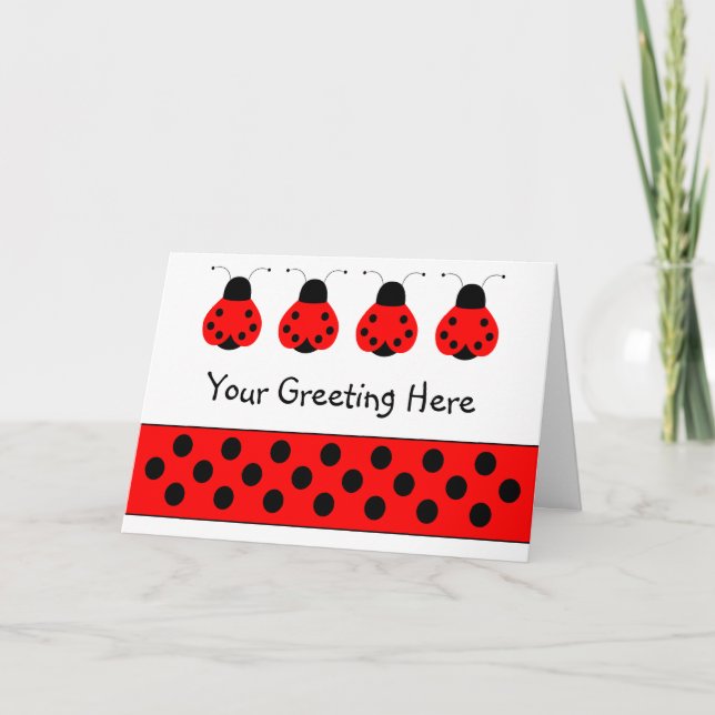 Cute Ladybug Greeting Card (Front)