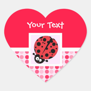 Cute Ladybug Heart Sticker