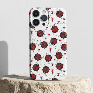 Cute Ladybug Hearts Lovebug Handdrawn Illustration Case-Mate iPhone Case
