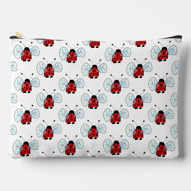 Cute Ladybug Illustration Accessory Pouch (Front)