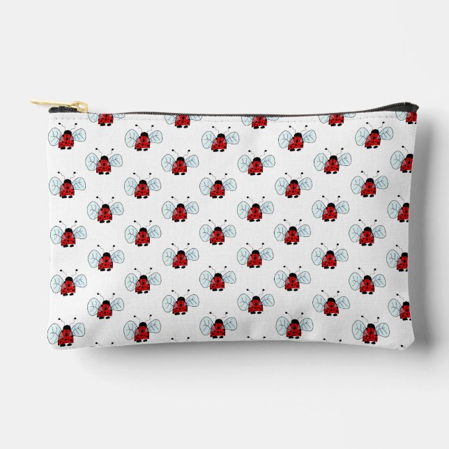 Cute Ladybug Illustration Accessory Pouch (Front)