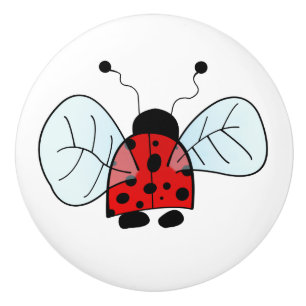 Cute Ladybug Illustration Ceramic Knob