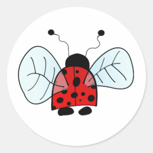 Cute Ladybug Illustration Classic Round Sticker