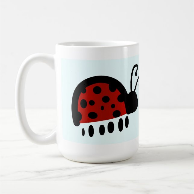 Cute Ladybug Illustration Coffee Mug (Left)