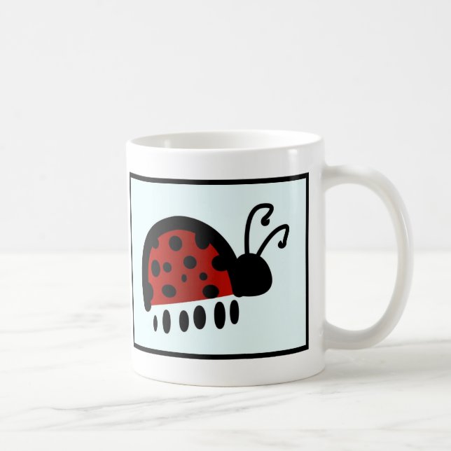 Cute Ladybug Illustration Coffee Mug (Right)