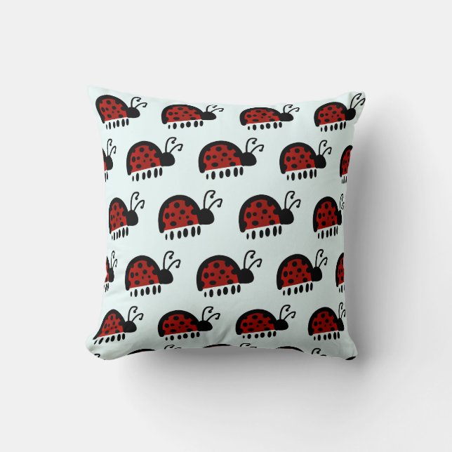 Cute Ladybug Illustration Cushion (Front)