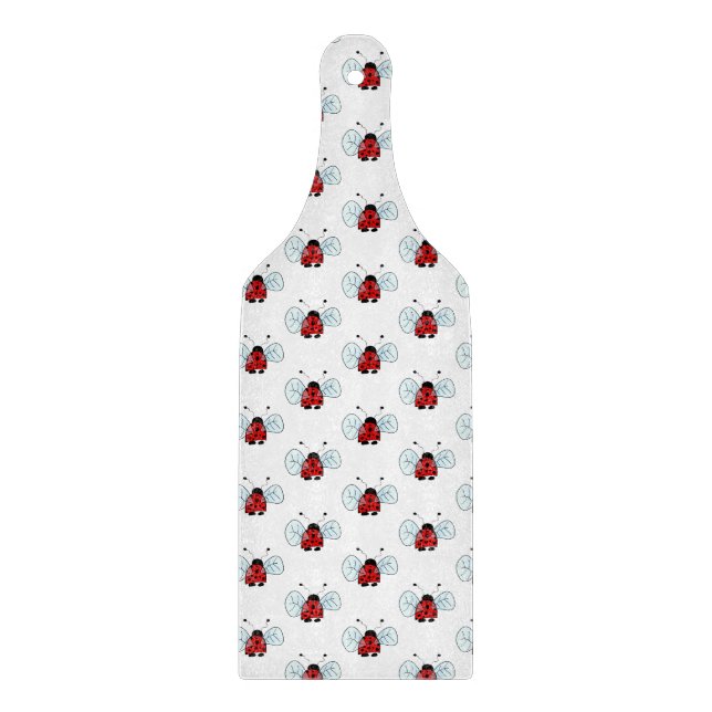 Cute Ladybug Illustration Cutting Board (Front)