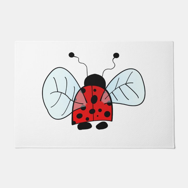 Cute Ladybug Illustration Doormat (Front)