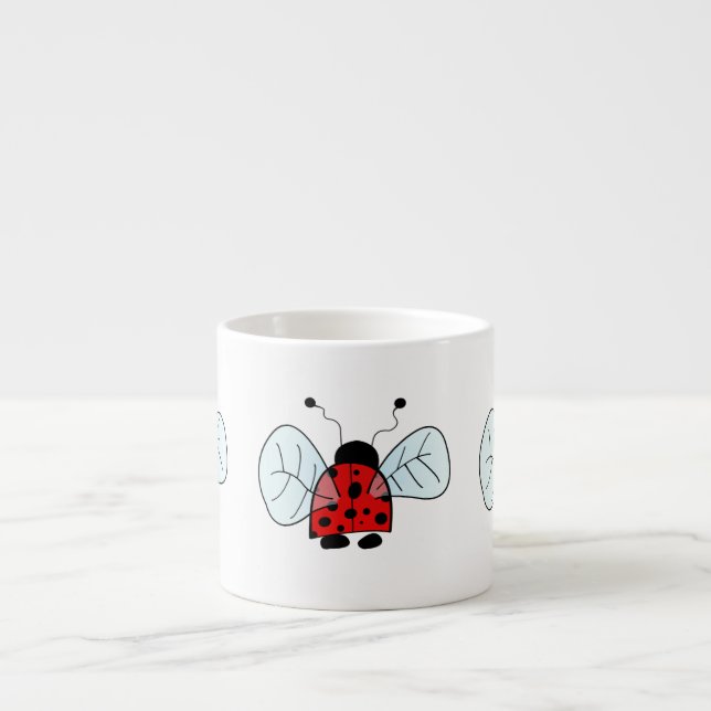 Cute Ladybug Illustration Espresso Cup (Front)