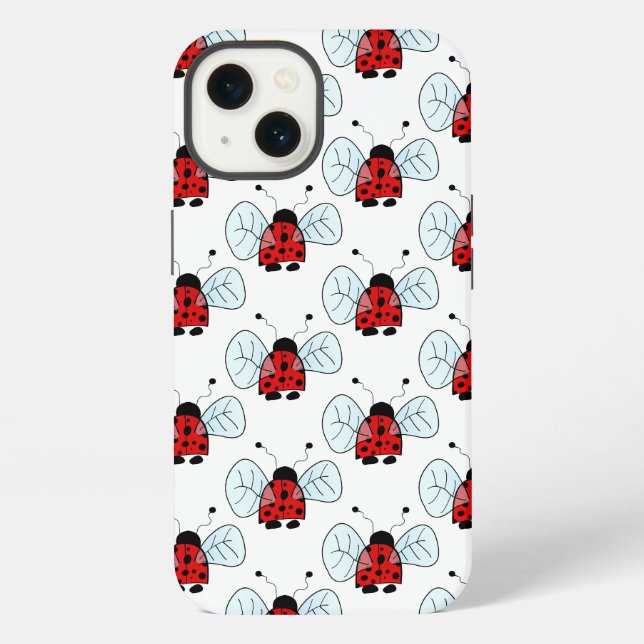 Cute Ladybug Illustration iPhone Case (Back)