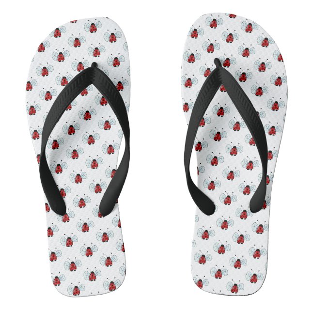 Cute Ladybug Illustration Jandals (Footbed)