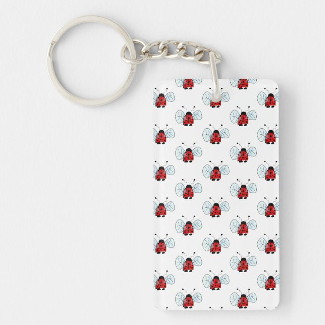 Cute Ladybug Illustration Key Ring (Front)