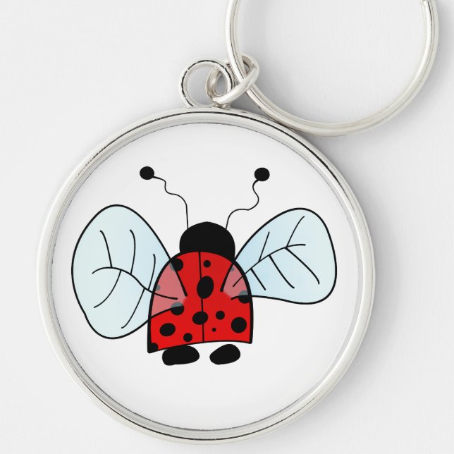 Cute Ladybug Illustration Key Ring (Front)