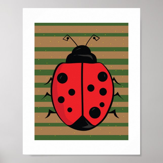 Cute Ladybug Illustration | Kids Room Poster Print (Front)