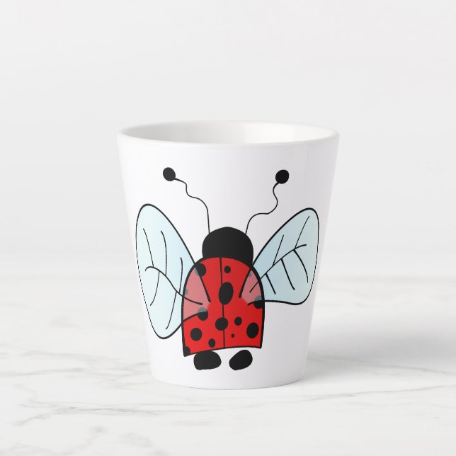 Cute Ladybug Illustration Latte Mug (Front)