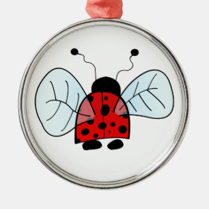 Cute Ladybug Illustration Metal Tree Decoration