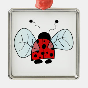 Cute Ladybug Illustration Metal Tree Decoration