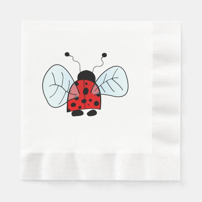Cute Ladybug Illustration Napkin (Front)