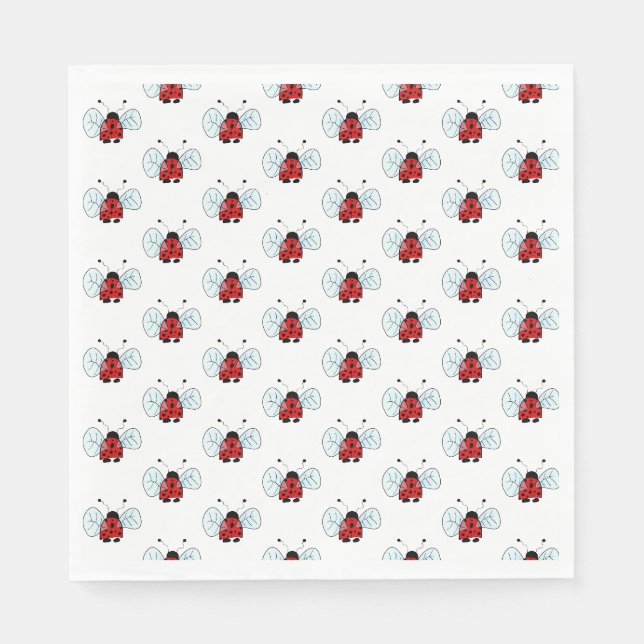 Cute Ladybug Illustration Napkin (Front)