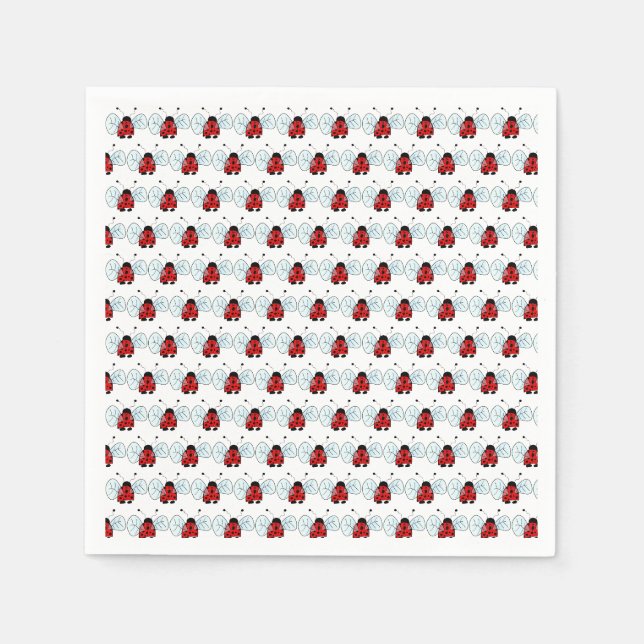 Cute Ladybug Illustration Napkin (Front)