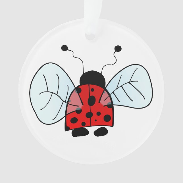 Cute Ladybug Illustration Ornament (Front)