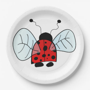 Cute Ladybug Illustration Paper Plate