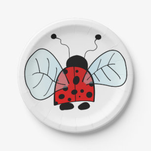 Cute Ladybug Illustration Paper Plate