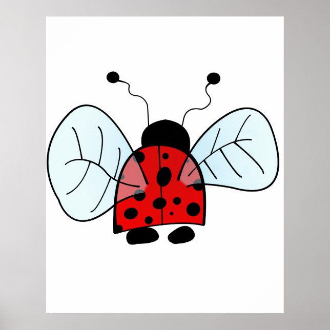 Cute Ladybug Illustration Poster (Front)