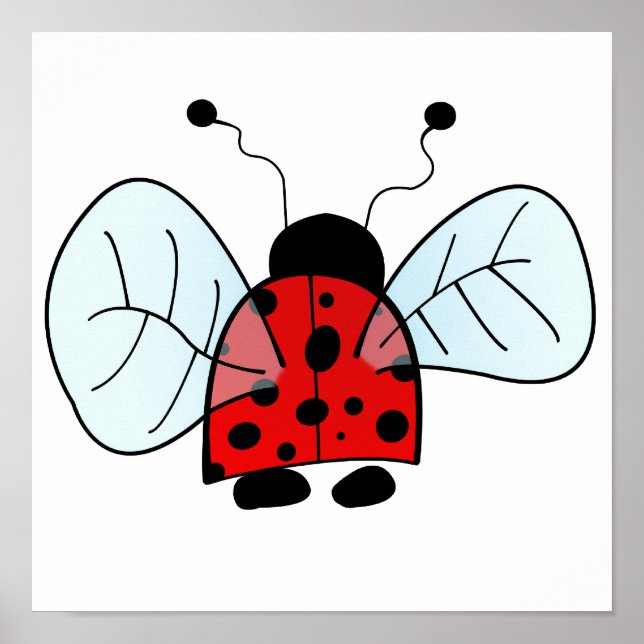 Cute Ladybug Illustration Poster (Front)