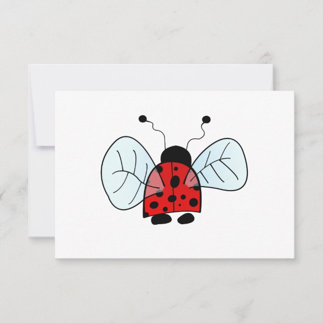 Cute Ladybug Illustration RSVP Card (Front)